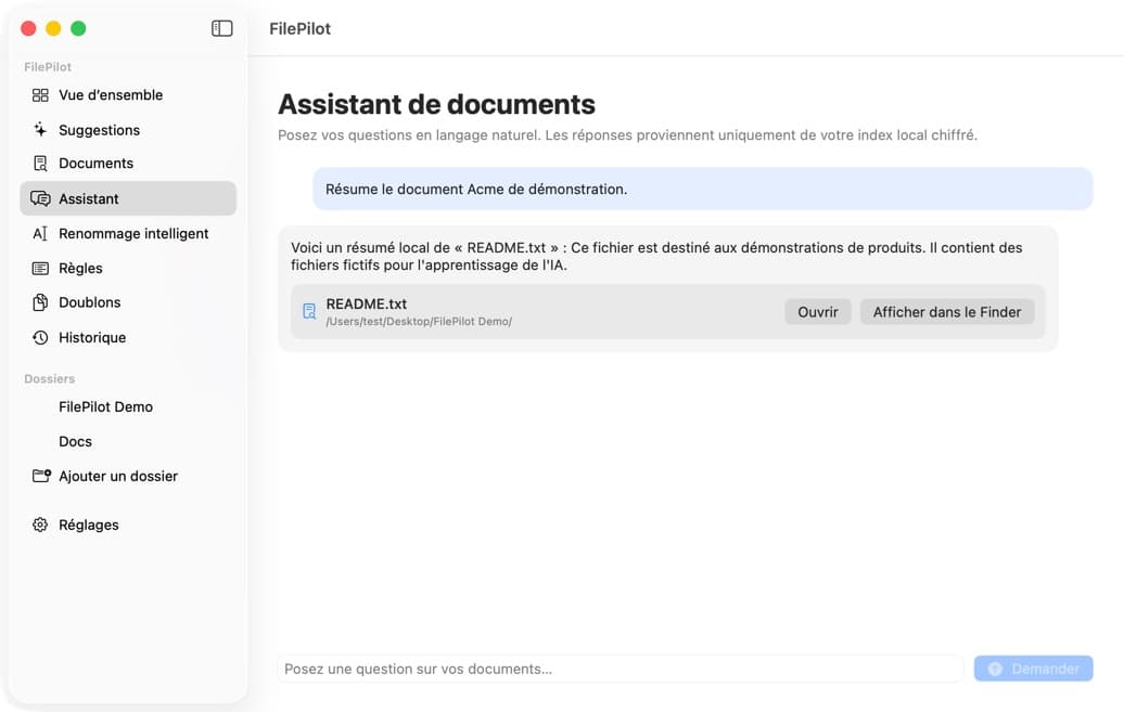 Assistant dans FilePilot AI