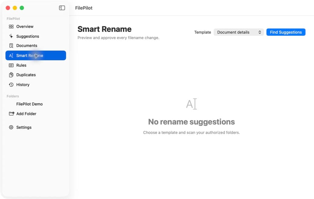 Renommage intelligent dans FilePilot AI